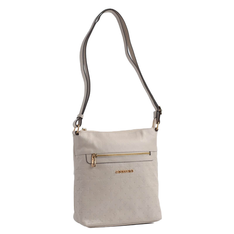 Bolsa Tiracolo Média de Couro Monograma Cavezzale Preto 105043