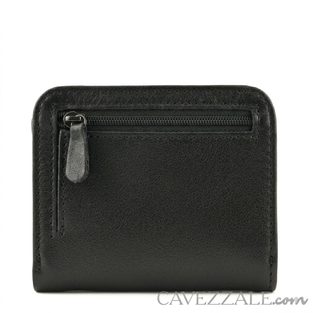 Carteira de Couro Masculina Média Preto Preto 097516