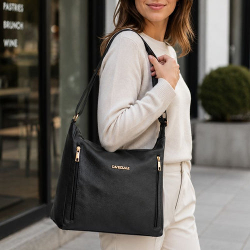 Bolsa Hobo Grande Couro Soft Cavezzale Preto 105661